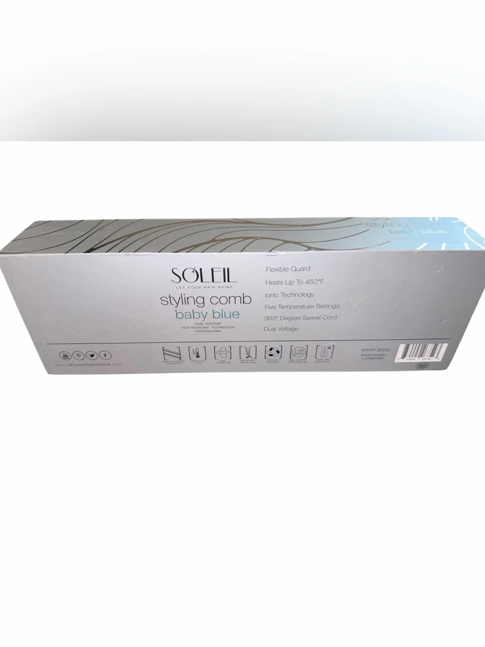 Soleil Baby Blue Styling Comb - Portable Heated Hair Brush